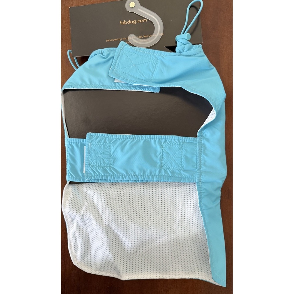 Fabdog lt. blue Packable Nylon hooded Leash hole Waterproof Raincoat Size Medium - Picture 7 of 10